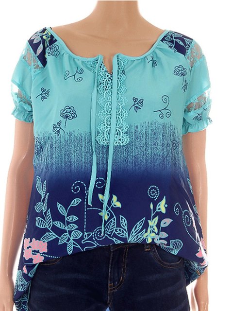 chiffon v neck floral printed short sleeve short sleeve t shirts